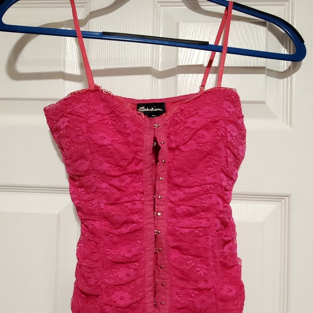 Pink Lace Seduction Corset Tank Top